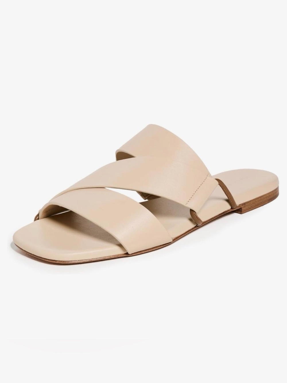 Vince Leather Cross Strap Slides Sandals Beige Cream 9.5